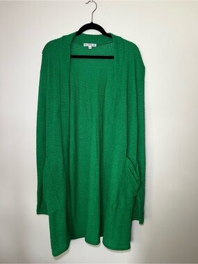 Blakely Green Open-Front Knit Cardigan Sweater